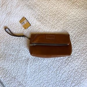 Patricia Nash Valerie Tan Leather Foldover Clutch Wristlet
